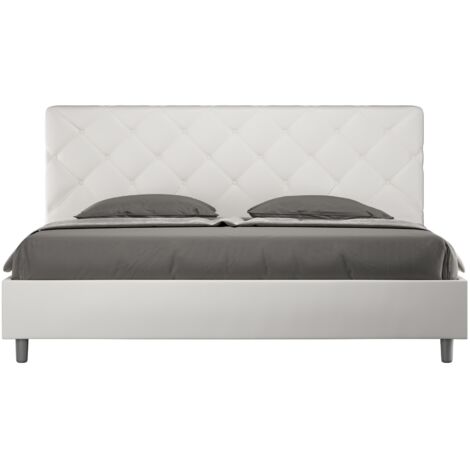 Cama de matrimonio king size 180x200 contenedor de diseño Priya K Color: Blanco - Versión: Con caja de almacenaje (1/5)