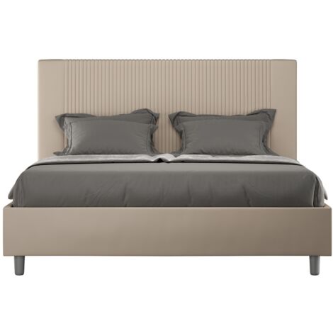 Cama matrimonio contenedor 160x190 moderno polipiel Goya M  Color: Beige - Versión: Con caja de almacenaje (1/5)