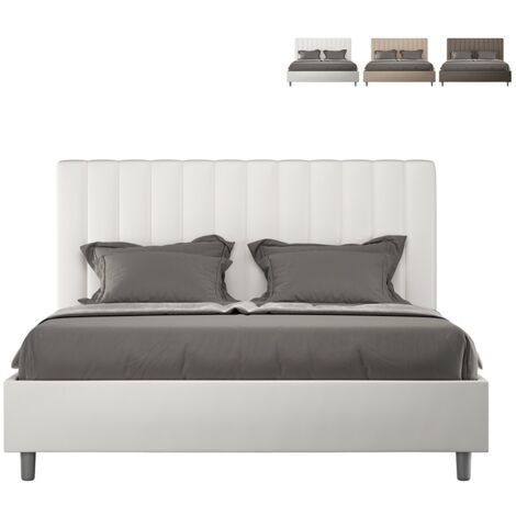 Cama matrimonio contenedor 160x190 moderno polipiel Agueda M Color: Blanco - Versión: Modelo estándar (1/5)