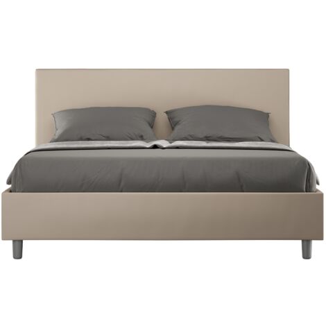 Cama matrimonio contenedor 160x190 moderno polipiel Adele M Color: Beige - Versión: Con caja de almacenaje (1/5)