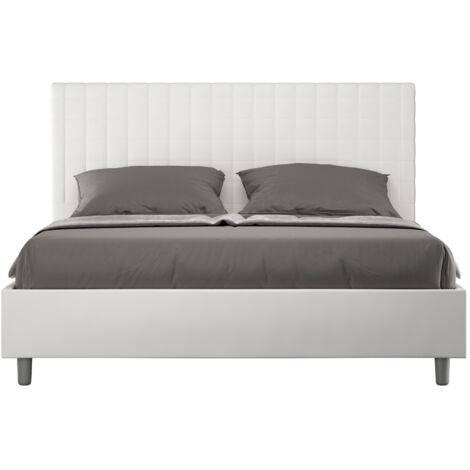 Cama matrimonio 160x190 contenedor diseño moderno Sunny M  Color: Blanco - Versión: Con caja de almacenaje (1/5)