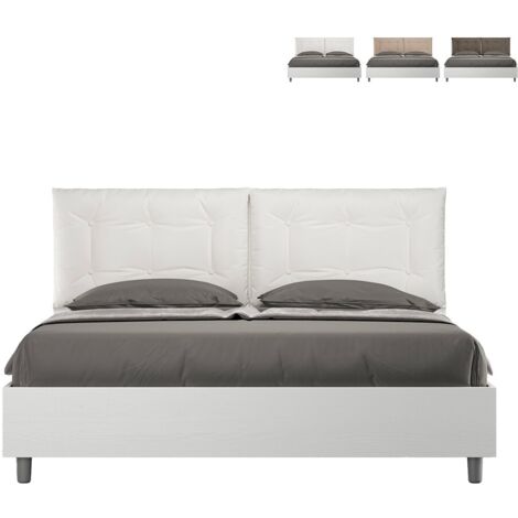 Contenedor cama matrimonio 160x190cm cojines madera Egos Annalisa  Color: Blanco - Versión: Modelo estándar (1/5)