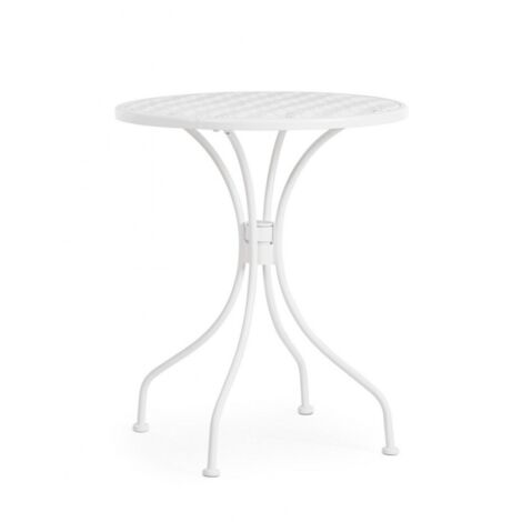 Mesa de jardín redonda 60 cm vintage shabby chic Lizette YES - Blanco (1/5)
