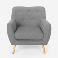 Sillón salón diseño moderno estilo nórdico de madera y tejido Modesto - Gris Oscuro