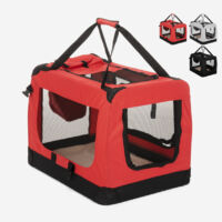 Transportín para perros y gatos tela plegable mediana 68,5x48x50cm Oliver L - Rojo
