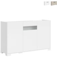 Aparador de 3 puertas diseño moderno con vidrio ahumado 130x40x81 Riflesso - Blanco brillante