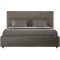 Cama doble contenedor 160x200 dormitorio moderno Mika M1 Color: Marrón - Versión: Modelo estándar