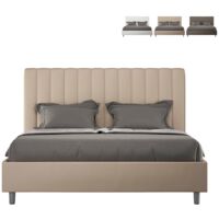Cama matrimonio contenedor 160x190 moderno polipiel Agueda M Color: Beige - Versión: Modelo estándar