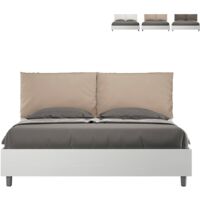 Contenedor cama matrimonio 160x190cm cojines madera Egos Antea Color: Beige - Versión: Modelo estándar