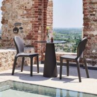Mesa de comedor redonda exterior terraza diseño moderno Fura T1-DR - Negro