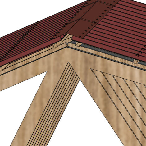 Faîtière double plate universelle  Coloris: Rouge Tuile  RAL 8012 - Dimension: 1000 mm Longueur