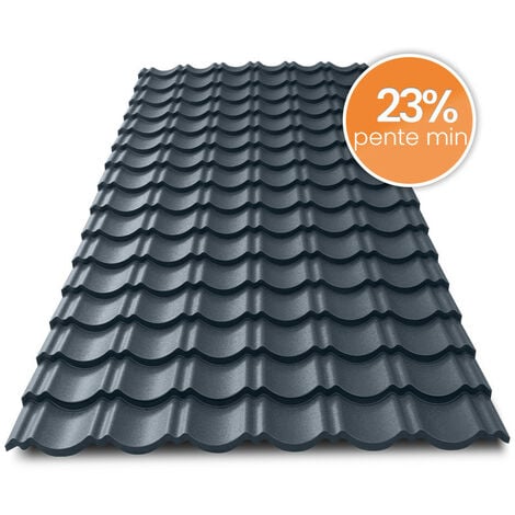 Tôle imitation tuile emboîtable BACACIER Tuile R Originale® - Coloris Anthracite mat - Dimension 2070 x 934 mm - 1.80 m²