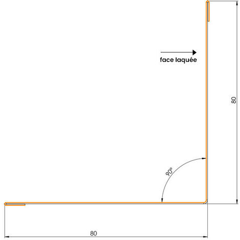 Cornière 80x80 angle rentrant 90° acier laqué 2100 mm  Coloris: Bleu Ardoise  RAL 5008