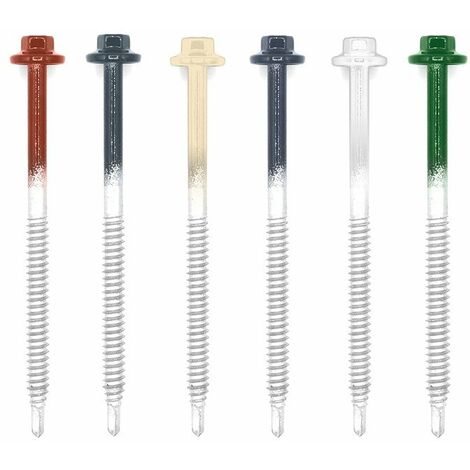 Faynot – Pack de 50 vis à bois 6.3x100mm – Acier laqué – Tête inox – Coloris vert RAL 6005 – Résistance optimale pour fixation bois