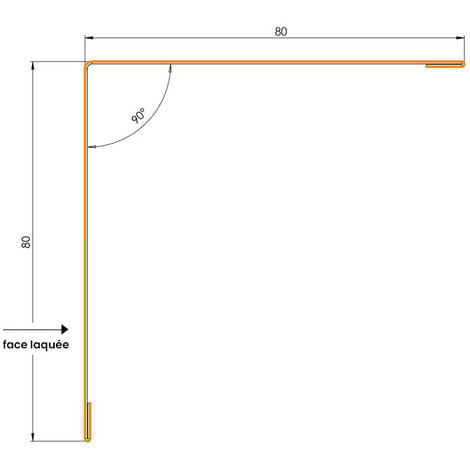 Cornière 80x80 angle sortant 90° acier laqué 2100 mm  Coloris: Bleu Ardoise  RAL 5008