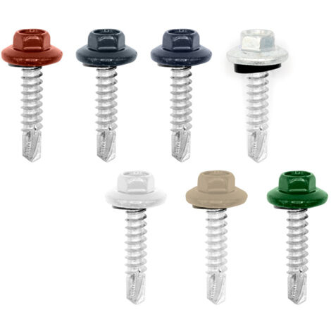 Faynot – Pack de 50 vis de fixation en acier laqué 5.5x25mm – Tête H avec rondelles d’étanchéité – Pour supports acier – Coloris rouge tuile RAL 8012