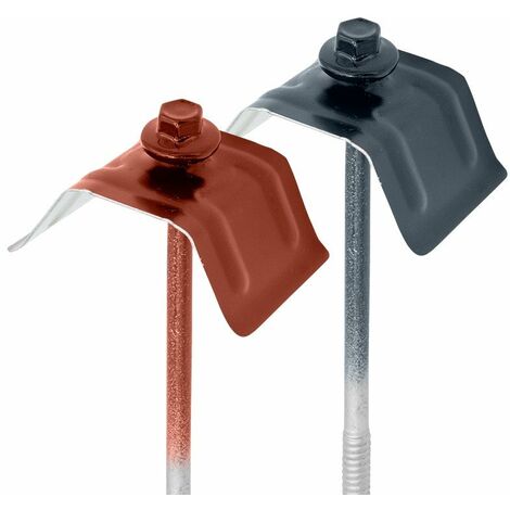 Faynot – Lot de 50 kits de fixation sommet d'onde pour tôle – Acier laqué – Vis inox 6.3 x 115 mm – Avec cavaliers et rondelles d'étanchéité