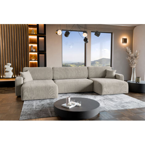 Canapé d'Angle avec fonction de couchage Piano U du fabricant Beige