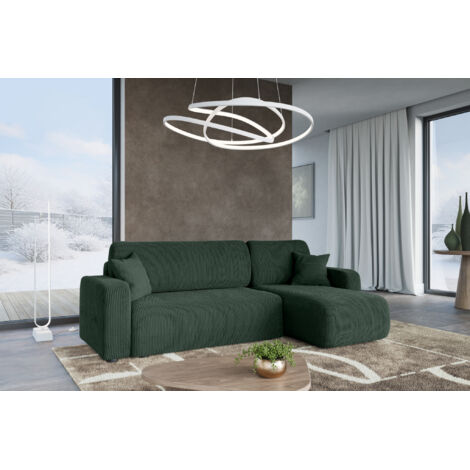 Canapé d'Angle réversible convertible avec fonction de couchage Piano L coffre universel en velours côtelé vert bouteille du fabricant - VINOTTI (1/5)