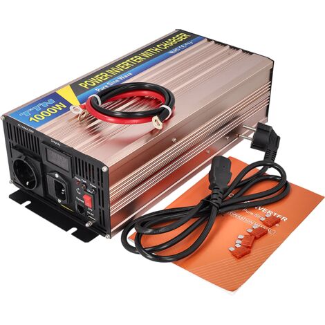 Inversor 12VDC 220V Onda Pura 1000W con pantalla LED y con carga de bateria