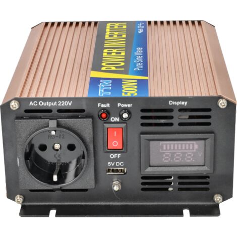 Inversor 12VDC 220v Onda Pura 500W con pantalla LED 50HZ 10A