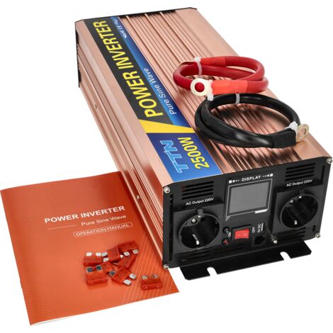 Inversor 12VDC 220v Onda Pura 2500W con pantalla LED 50HZ 10A