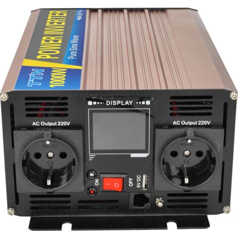 Inversor 12VDC 220v Onda Pura 1000W con pantalla LED 50HZ 10A