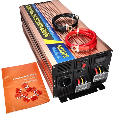Inversor 12VDC 220V Onda Pura 3000W con pantalla LED y con carga de bateria