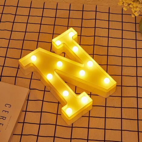 Jandei - Letras LED Letra N iluminadas luz blanca cálida altura 22cm con pilas 2xAA Letras LED