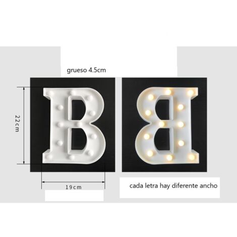 Jandei - Letras LED Letra B Iluminadas Luz Blanca Cálida Altura 22cm ...