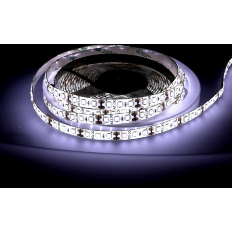 Jandei - Tira LED 12V Blanco frio 600LED Bobina 5 Metros IP65 Exterior SMD2835 Base Adhesiva De Alta Calidad 3M. Corte Cada 25 Milímetros.