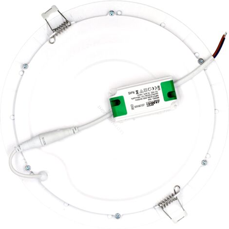 Jandei - Downlight LED 18W Redondo Plano De Empotrar Luz Blanca Fría 6000K, Aluminio Aro Blanco Mate, Para Hueco De 200-205mm Blanco
