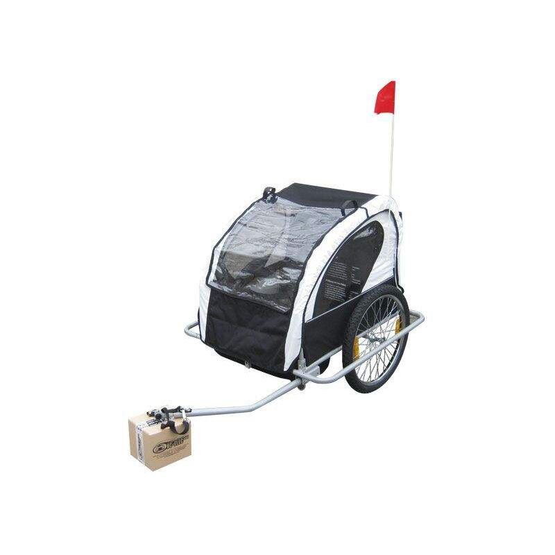 Remorque De Vélo Pliable Pour 2 Enfants - Capacité 40kg, Occasion, Avec Housse De Pluie Et Drapeau