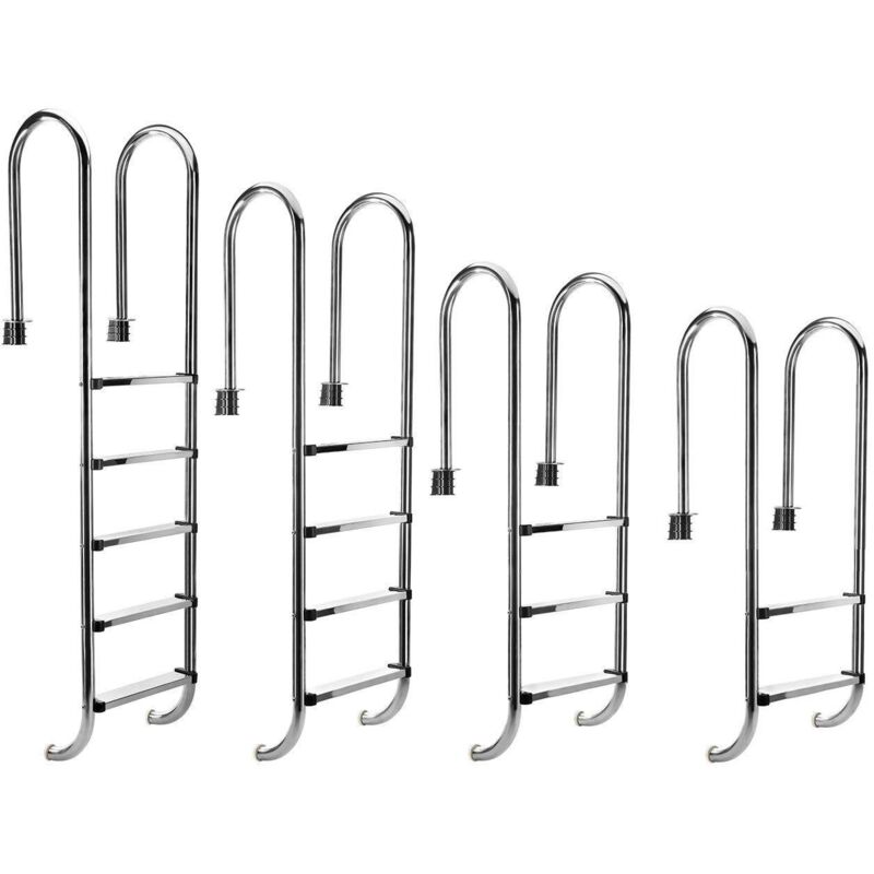 Échelle De Piscine Hors Sol Et Bateau KAOLALI - 4 Marches, Acier Inoxydable, Pliable - Pour Piscine, Pont, Yacht