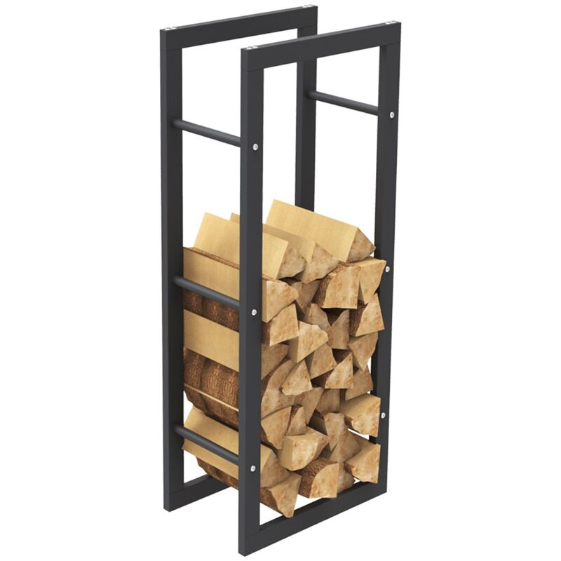 Rangement à bois en acier noir 80x60x25CM, rack pour bois de