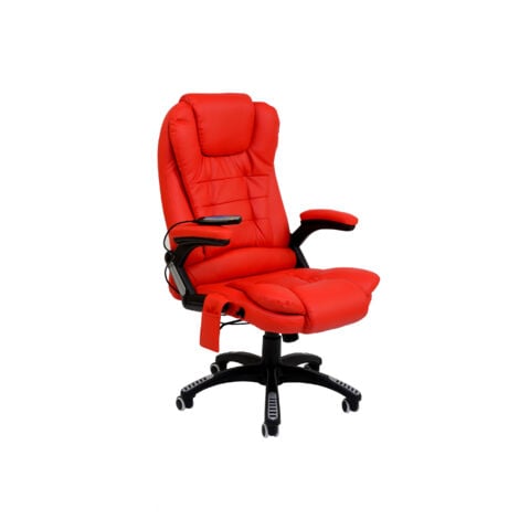 Fauteuil de bureau Cuir Rouge Massant et Chauffant