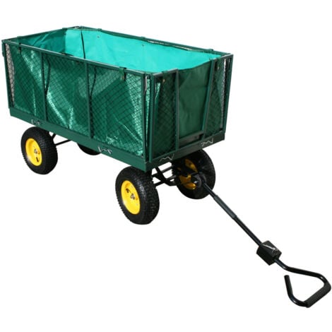Chariot de jardin XXL, remorque à main, avec bâche, cotés amovibles, Max  600Kg