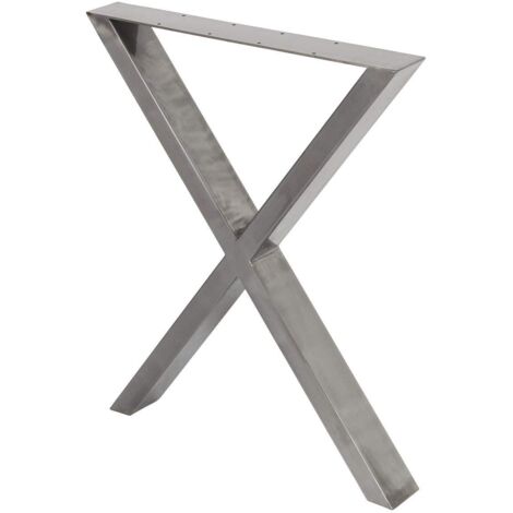 Bc-elec - HMLT-3 Jeu de 2 Pieds de table en acier brut vernis format X, Pieds de table métal 60x72cm