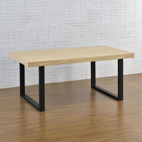 Bc-elec - HM8072-B Jeu de 2 Pieds de table en acier format rectangulaire noir, Pieds pour meubles, Pieds de table métal 80x72cm