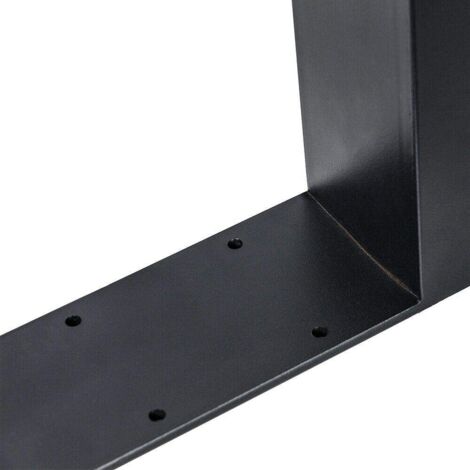 Bc-elec - HM6072-B Jeu de 2 Pieds de table en acier format rectangulaire noir, Pieds pour meubles, Pieds de table métal 60x72cm
