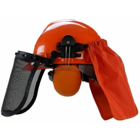 Varan Motors - tt-helmet Casque de protection pour travaux de jardinage, élagage... Protection Visage, nuque, tête et oreille - Orange