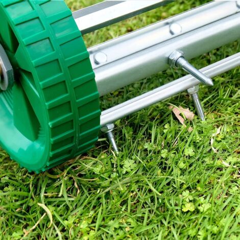 UPP Rouleau Aérateur De Pelouse Manuel - Scarificateur 27 Clous 3,5 Cm, Manche 100 Cm, Pour Gazon Sain Et Dense