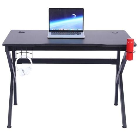 Bc-elec - WD0004 Bureau gamer 110x60x75cm table ordinateur gaming avec passe-câbles, porte-gobelet et support casque