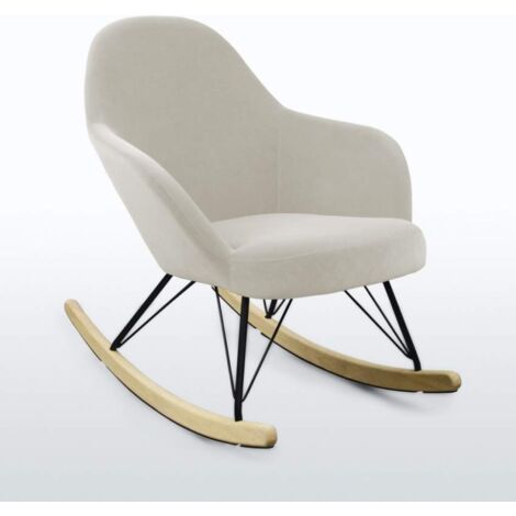 Chaise à bascule en velours au design moderne Eiffel Rocking - Beige