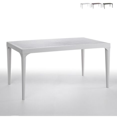 Bica – Table de jardin rectangulaire 150x90cm – 4 à 6 places – Structure en polypropylène résistante aux intempéries – Blanc