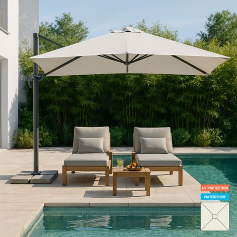 Parasol déporté de jardin carré 3x3 mât en aluminium Paradise