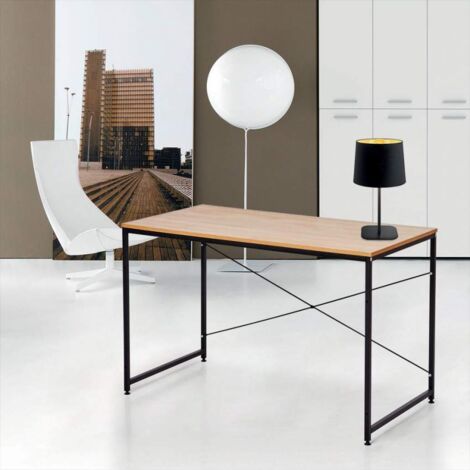 Bureau droit 150x60 cm en métal noir et bois mélaminé – Construction solide – Style industriel pour bureau et salle d'étude – Office24 (1/5)