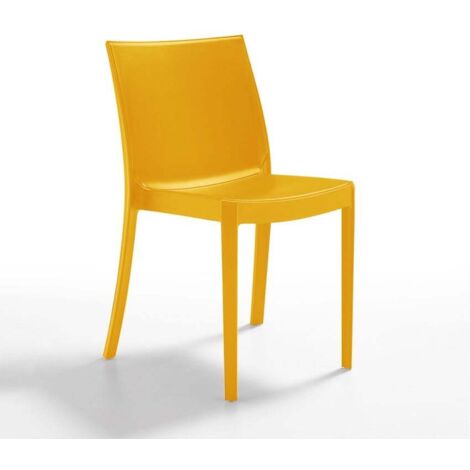 Chaise de restaurant bar jardin empilable en polypropylène pour l'extérieur et l'intérieur Perla BICA - Jaune (1/4)