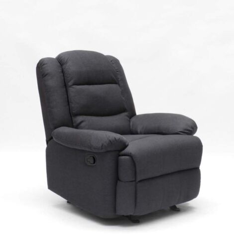 Le Roi Du Relax – Fauteuil relax inclinable en tissu noir – Repose-pieds ergonomique – Rembourrage en polyuréthane – Design moderne 100% Made in Italy
