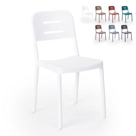 Ahd Amazing Home Design – Chaise empilable intérieur extérieur – Structure en polypropylène et fibre de verre – Large assise confortable – Design moderne blanc